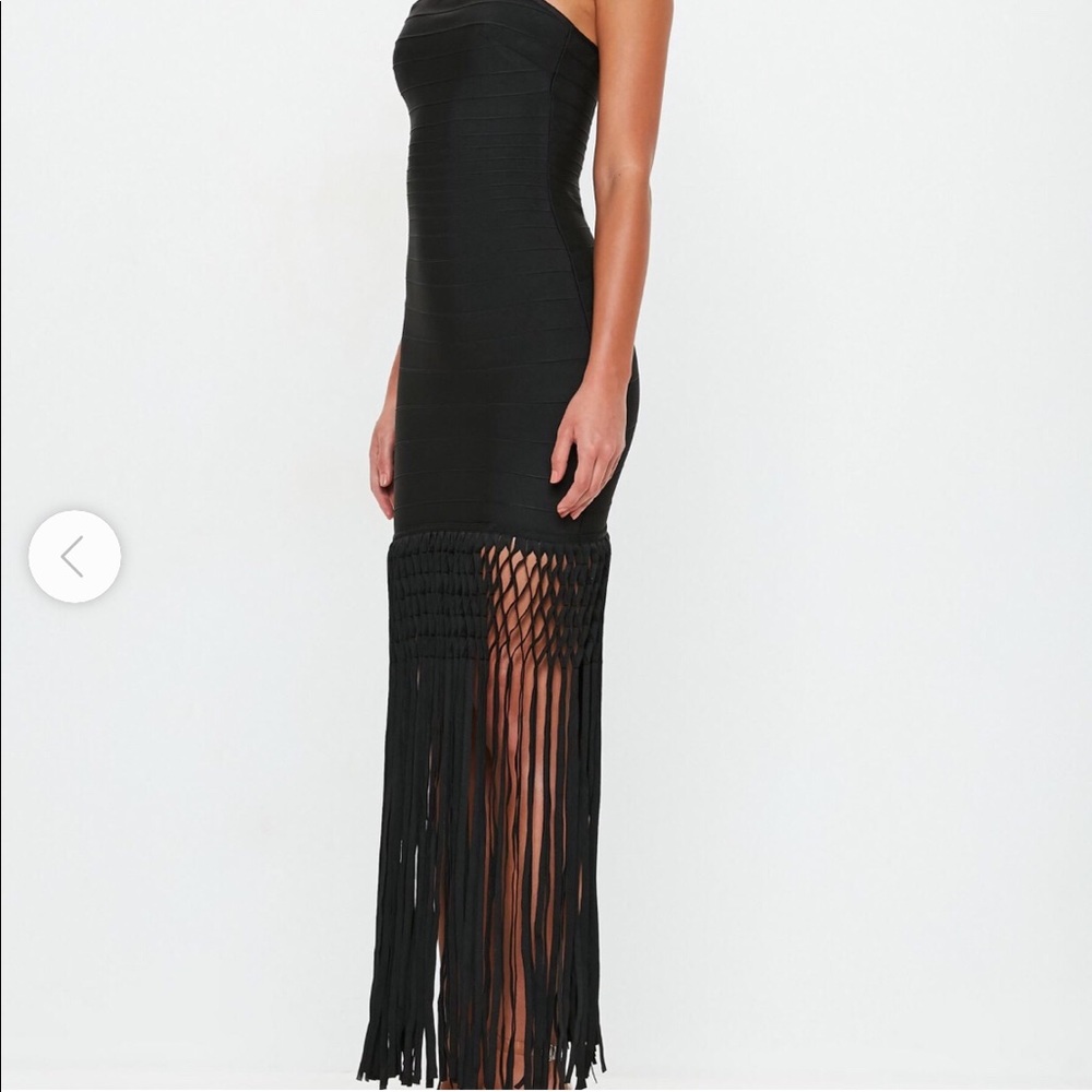 Black Bandage Fringe Hem Dress (missguided)